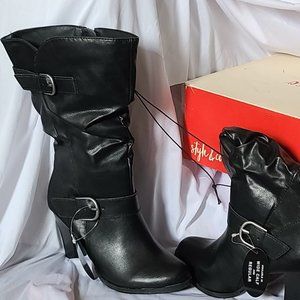 Black Heeled Boots Size 6.5 New